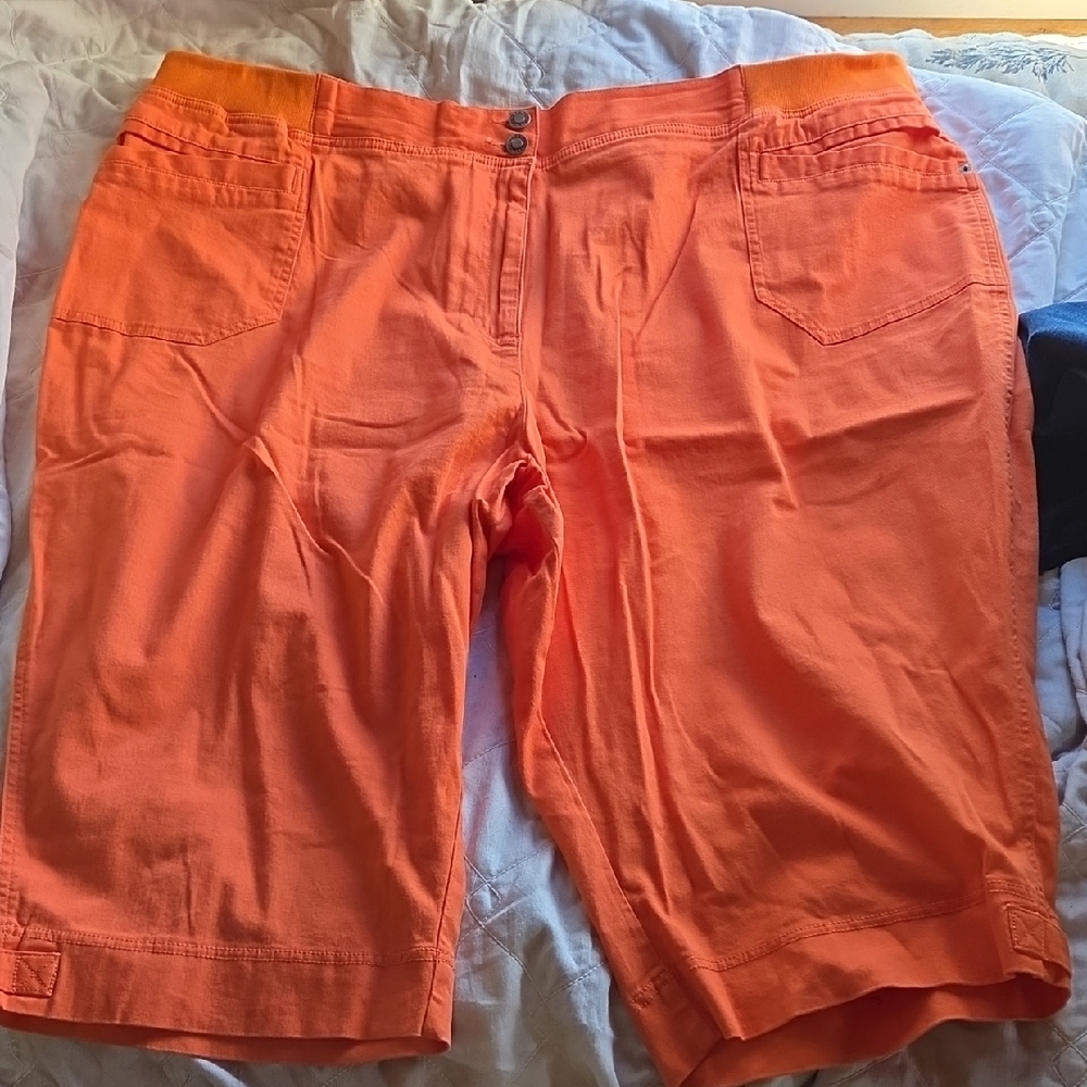 3 Liz & Me/Catherines Women's Shorts in Blue, Orange, and Khaki 4x / 32W - Picture 6 of 15